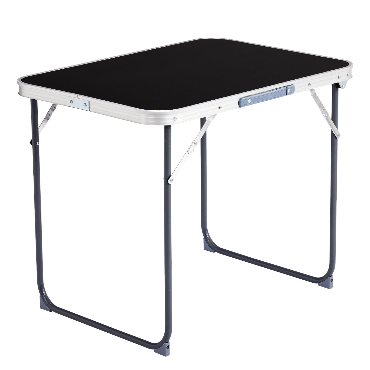 2.3ft Black Outdoor Folding Table Aluminum Alloy Rectangular 50kg Folding Tabletop