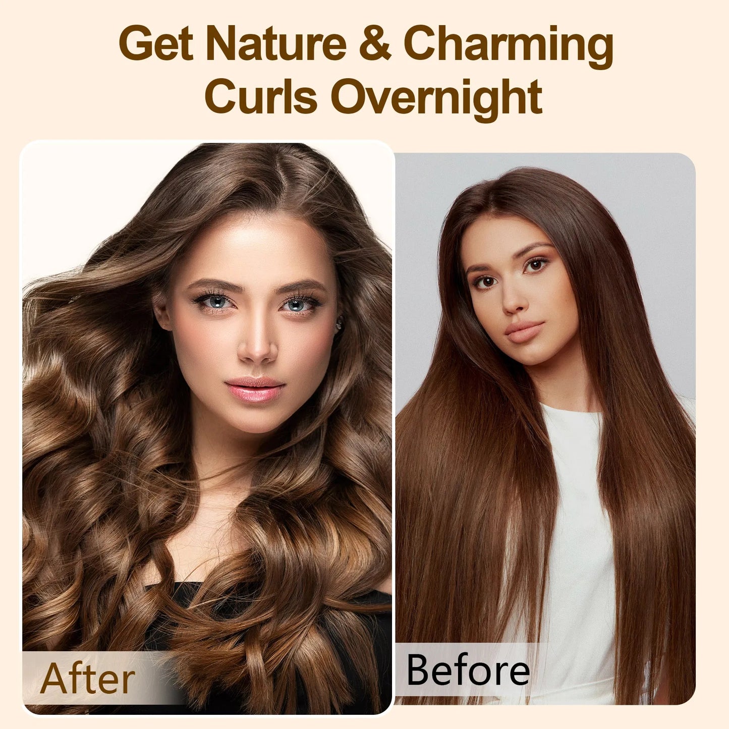 Satin Heatless Hair Curler, Lazy Natural Soft Wave DIY Heatless Curls For Sleep In Overnight, For All Hair Types - Pink