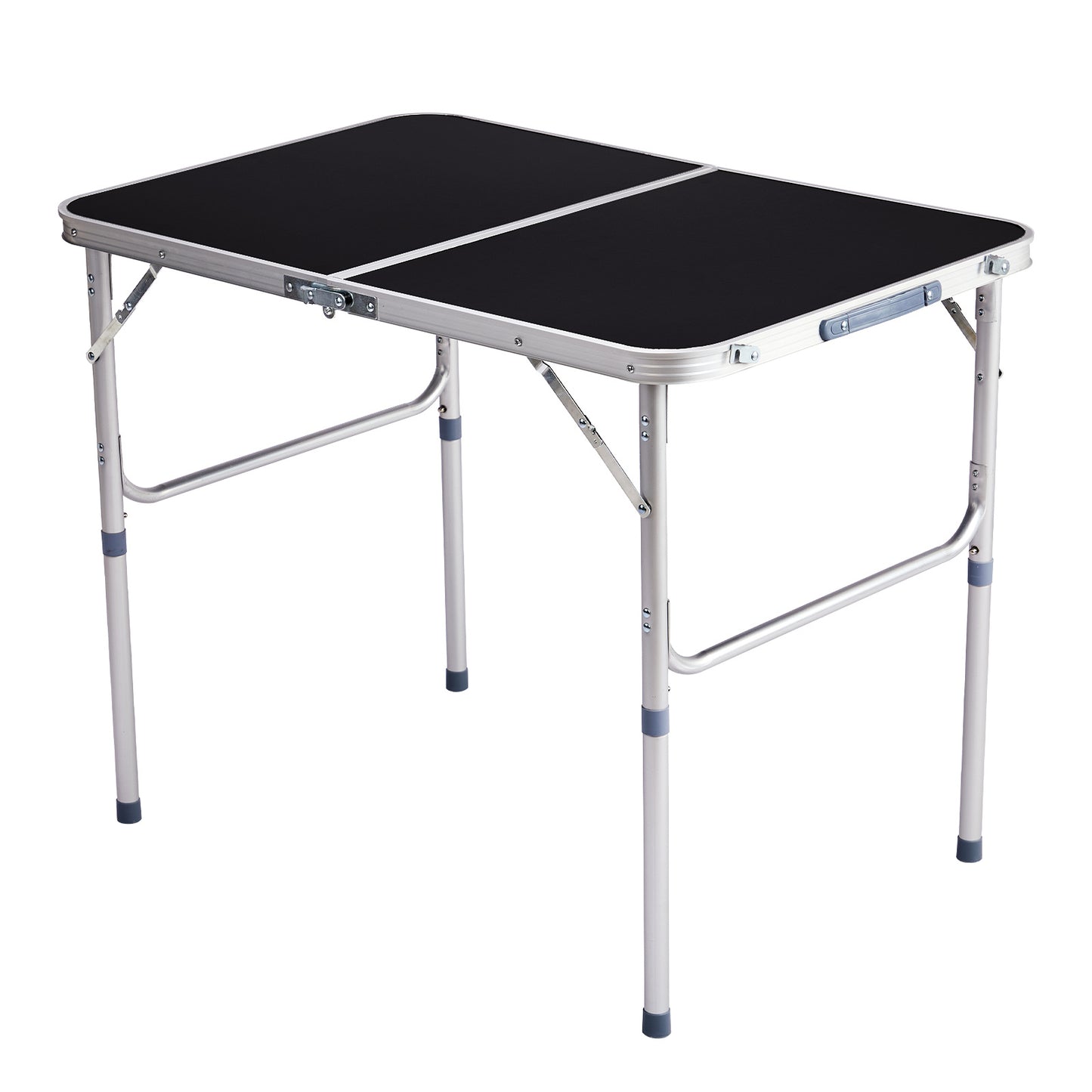 3ft Black Outdoor Folding Table Aluminum Alloy Rectangular 50kg Two Fold Tabletop