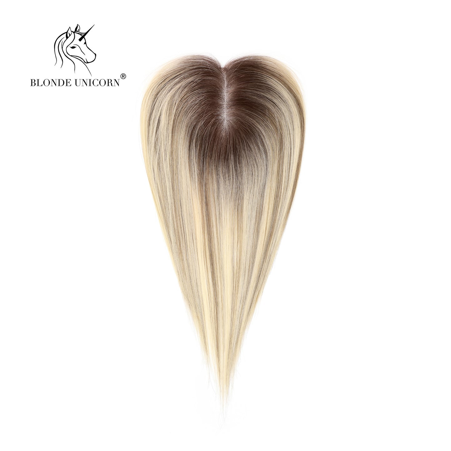 BlondeRooted Bleach Blonde Hand-Tied Real Human Hair Toppers For Women
