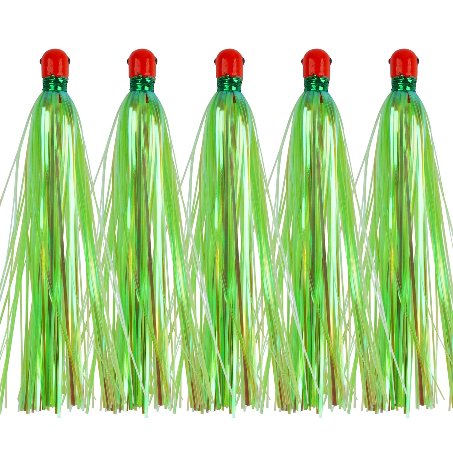 Mylar Flash Teaser Tails Fishing Bucktail Teasers Mylar Fishing Skirts Lures Weighted Jig Heads 0.35oz Mylar Teaser Skirt Trolling Skirts Lures Saltwater for Ballyhoo Strip Baits