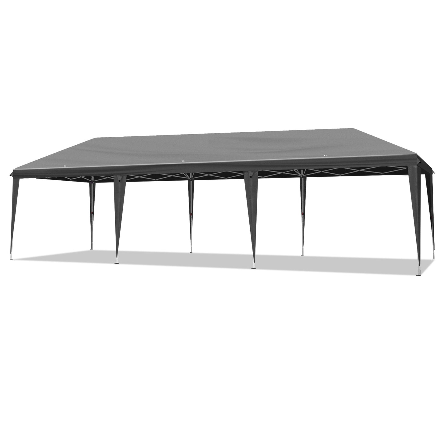 10x30ft Dark Grey, No Fence, Folding Shed Oxford Cloth White Spray Plastic Frame With 8 Sandbags With Tug Bag