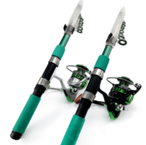 Fishing Rod and Reel Kit Green | Carbon Fiber (Single)