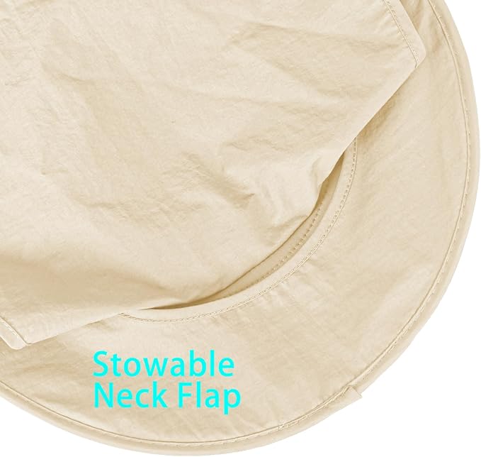 メンズ・レディースつば広サファリハット UPF50+ 通気性 速乾 夏 紫外線対策 ネックフラップ付き
