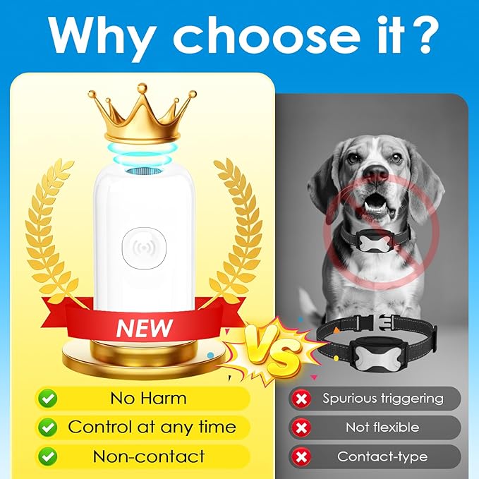 Mini ultrasonic dog bark deterrent device, effectively stops unwanted barking with 50ft,pain free training & behavior aid for indoor/outdoor use,rechargeable portable dog barking stopper(white)
