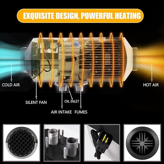 WAYSKA ディーゼルヒーター 12V 15Lタンク ディーゼルエアヒーター 5KW マフラー LCDモニター&リモコン付き トラック、トレーラー、ボート、モーターホーム用 ディーゼルパーキングヒーター