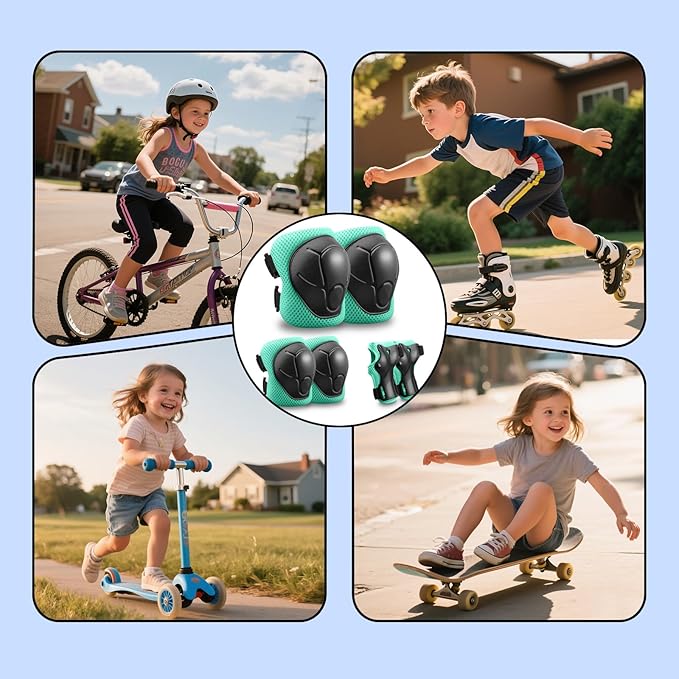 Kids Protective Gear Set Knee Pads for Kids 3-14 Years Toddler Knee and Elbow Pads with Wrist Guards 3 in 1 for Skating Cycling Bike,Biking, Roller Skates, Scooters