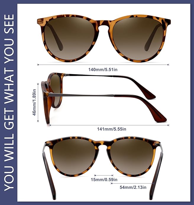 WOWSUN Retro Polarized Sunglasses Womens 2026 Trendy Round Classic Glasses