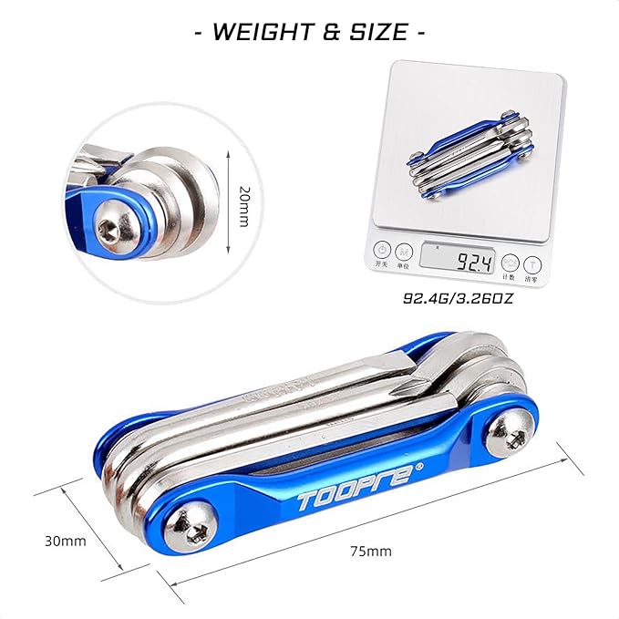 Bike Multi-Tool Mini Multitool Kit - 6 in 1 Lightweight Stainless Steel Tool With 3/4/5/6mm Hex Key and Phillips Screwdriver for Mountain Bicycle Road Bike MTB