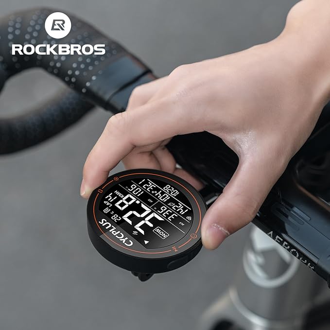 ROCKBROS Bike Computer Wireless GPS Accurate Bike Speedometer with Bluetooth Mini Cycling Computer IPX6 Waterproof ANT+ Bicycle Odometer with Automatic Backlight 2.5" LCD Screen and Larger Battery