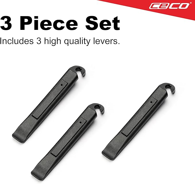 CECO USA Bicycle Tire Removal Lever, 3 Piece Set, Easy to Use, Slim, Compact, Lightweight, Nylon Reinforced with Glass Fiber for Strength