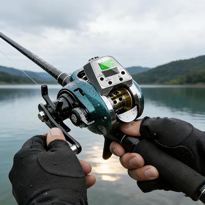 Digital Baitcasting Fishing Reel with LCD Display,8 oz Ultralight Electric Baitcaster Reel, 22-35 Lb Max Drag,6.3:1/7.2:1 Gear Ratio,Left/Right Handed,Compact Design for Freshwater & Saltwater