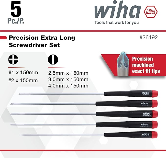 Wiha 26192 スロット/プラスドライバーセット 5個組 スロット2.5~4mm プラス#0~#1