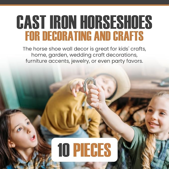 Carvers Olde Iron 3.5" Cast Iron Metal Horseshoe Set - Easy to Weld (10 Pieces)