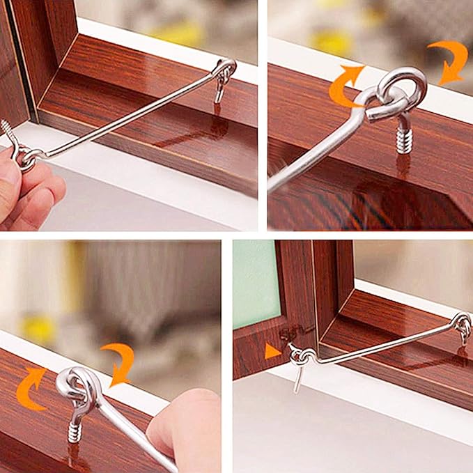 4Pcs 5 inches Cabin Hook Eye Latch Gate Door Swivel Window Door Hook with Mounting Screws