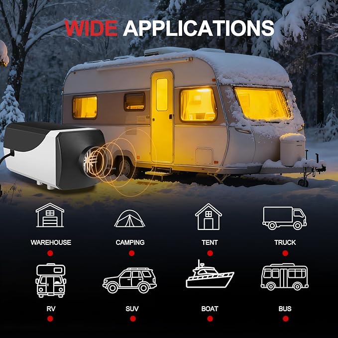 8KW Diesel Heater, 12V/24V Parking Heater with LCD Display, Automatic Start and Stop, for RV Garage Camper Fishing SUV Car Trailer Camper Van Boat (Split type)