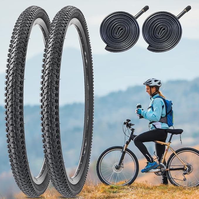 2 Pack Bike Tire 24 26 27.5 X 1.95 27.5 29 X 2.125 Inch Folding Replacement Bike Tire with Tire Levers Foldable Bead Wire Bicycle Tire for Mountain Bike