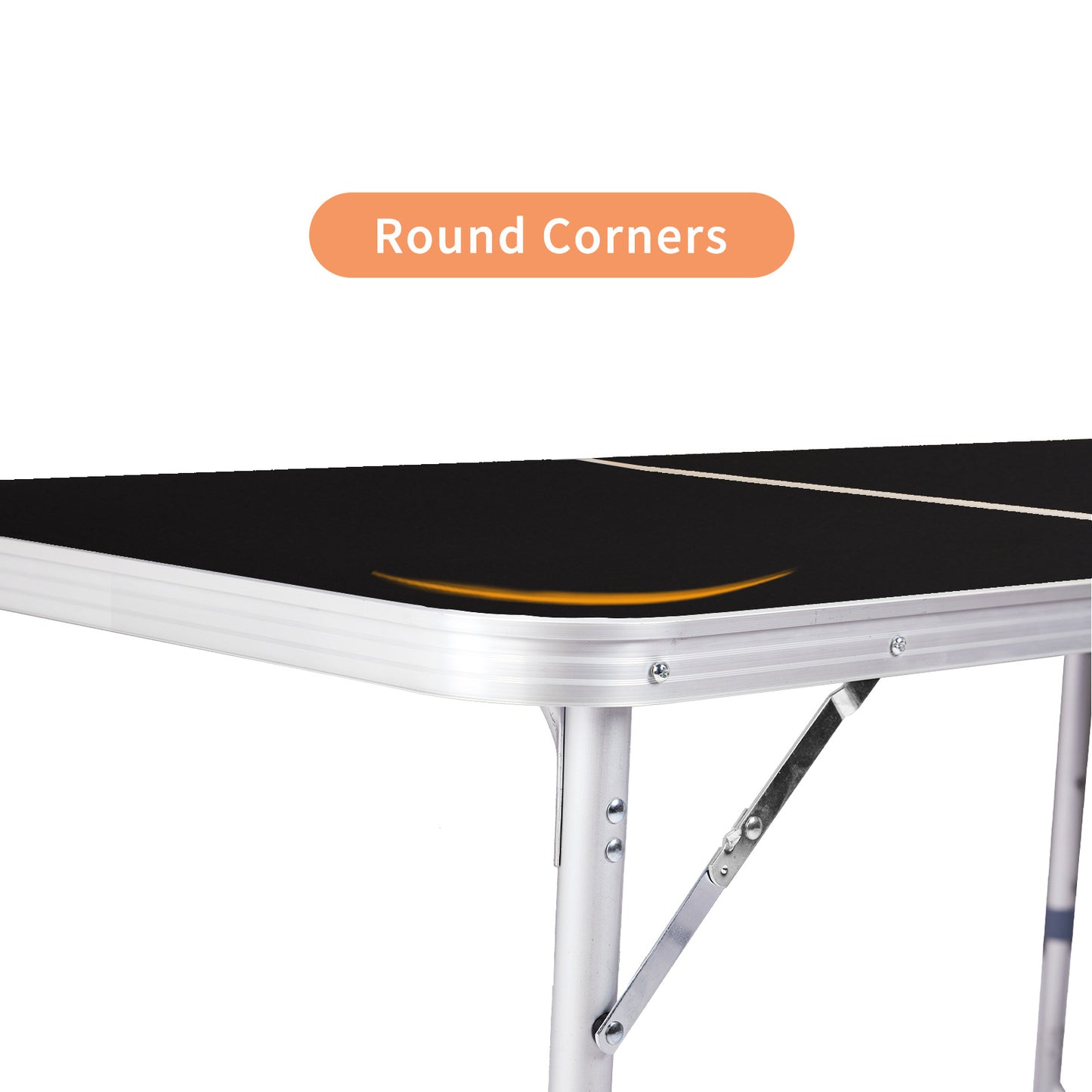 2.3ft Black Outdoor Folding Table Aluminum Alloy Rectangular 50kg Folding Tabletop