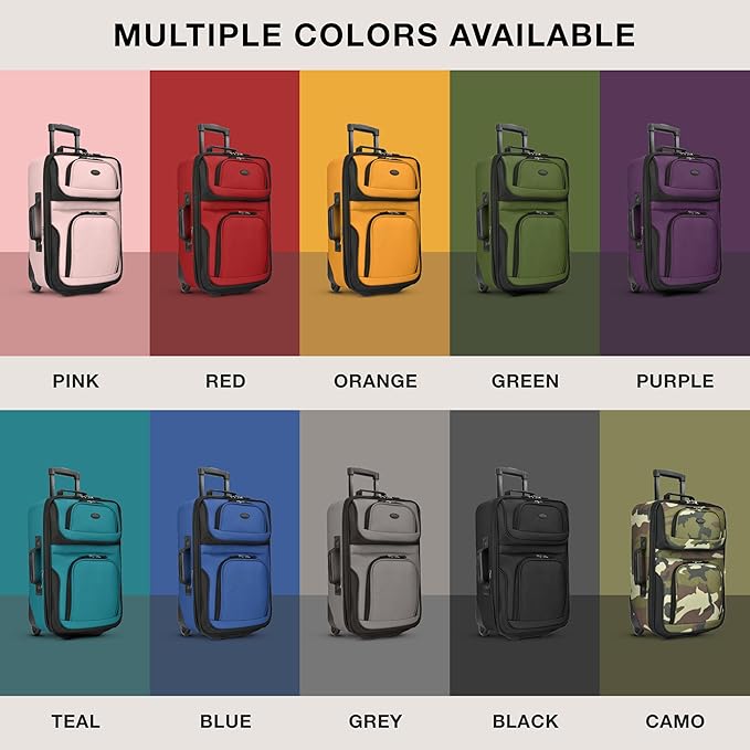 U.S. Traveler Rio 軽量ソフトサイド機内持ち込み用スーツケース、2輪セット、ティール