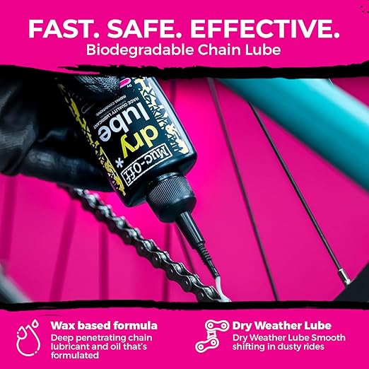 Muc-Off Bio Dry Bike Chain Lube 50ml (Pack of 2) Wax-Based Formula for Smooth Gear Shifts | Creates Protective Layer and Reduces Friction | Pipette System for Easy Application