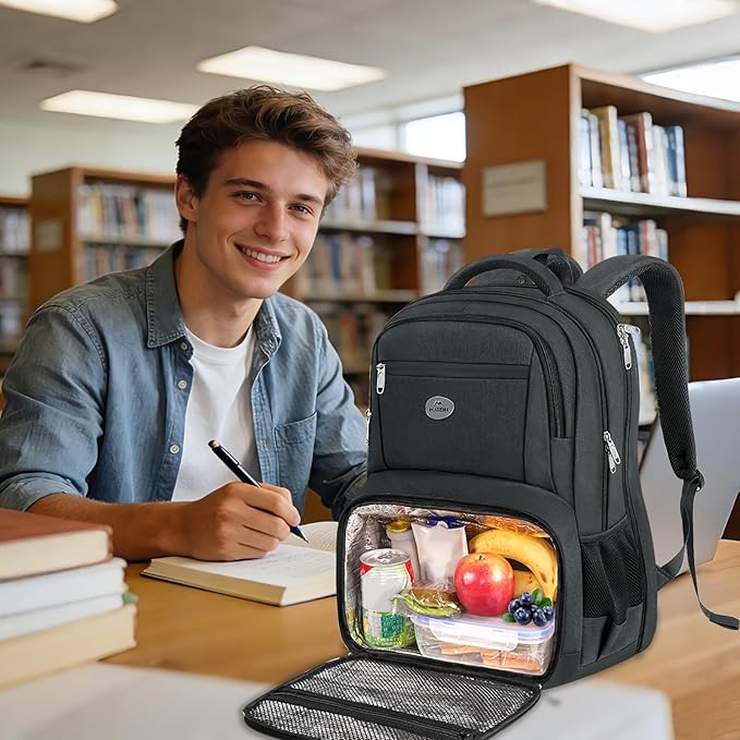 MATEIN Lunch Backpack for Men Work, Sturdy 17 Inch Laptop Backpack with Lunch Compartment, Water Resistant Work Bag with Padded Straps, Anti Theft Computer Back Pack for Office Commute College