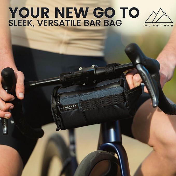 ALMSTHRE Signature Bar Bag – Cosmic Blue | Hard-Shell Bike Handlebar Bag with Waterproof Zippers & Adjustable Straps | Lightweight Bicycle Handlebar Bag, Compatible with Road, Gravel & MTB Bikes