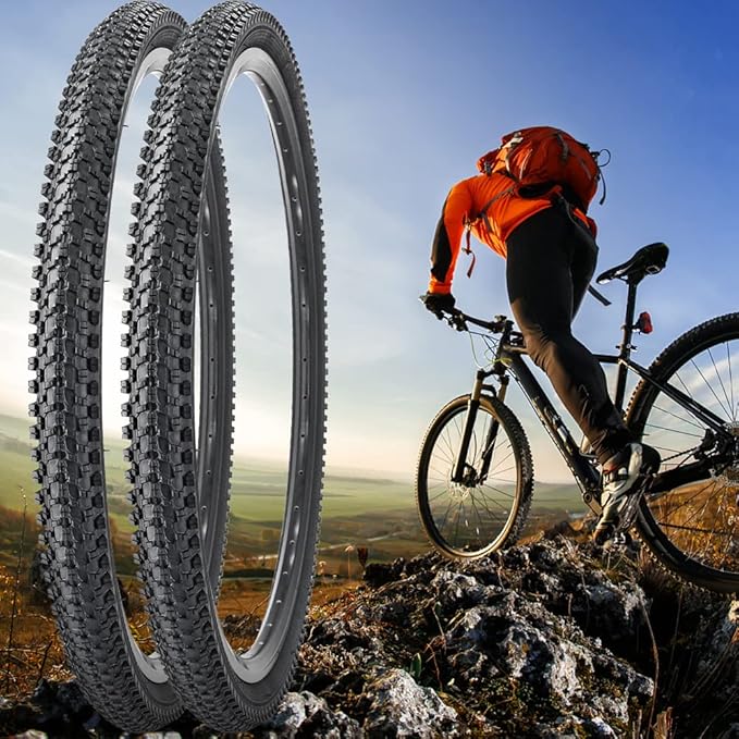 2 Pack Bike Tire 24 26 27.5 X 1.95 27.5 29 X 2.125 Inch Folding Replacement Bike Tire with Tire Levers Foldable Bead Wire Bicycle Tire for Mountain Bike