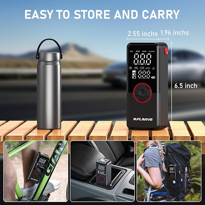 Tire Inflator Portable Air Compressor,150PSI Faster Inflation Cordless Tire Air Pump with Digital Gauge,Auto Shut-Off,LED Light,Electric Air Pump for Car Tires,SUV, Motorcycle, Bike, Balls