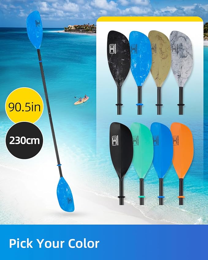 OCEANBROAD カヤックパドル 86インチ/218cm、90.5インチ/230cm アルミ合金シャフト 2ピースフロータブルカヤックオール カヤック、カヌー、ボート用