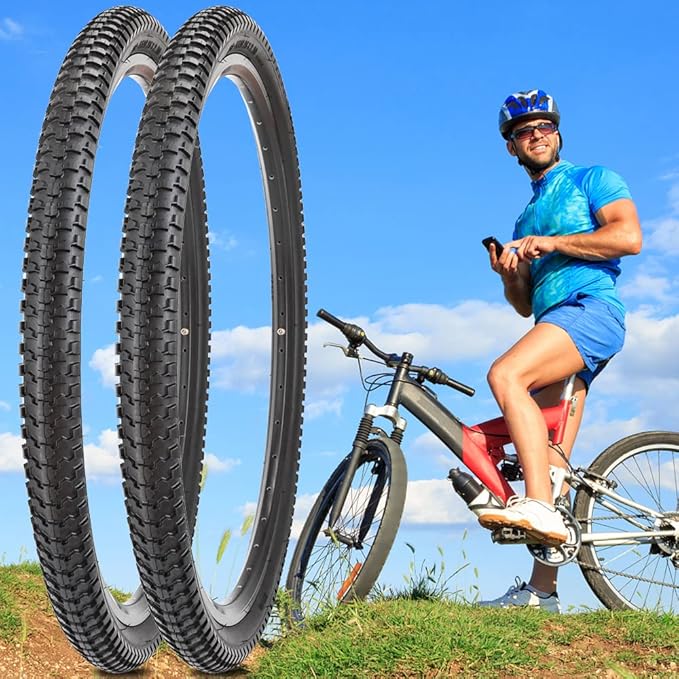 SIMEIQI 2 Pack 20"x2.125"/ 26"x2.1"/ 29"x2.125" Inch Bike Tire with 2 Levers for Mountain Foldable Replacement Beach Bicycle Tires