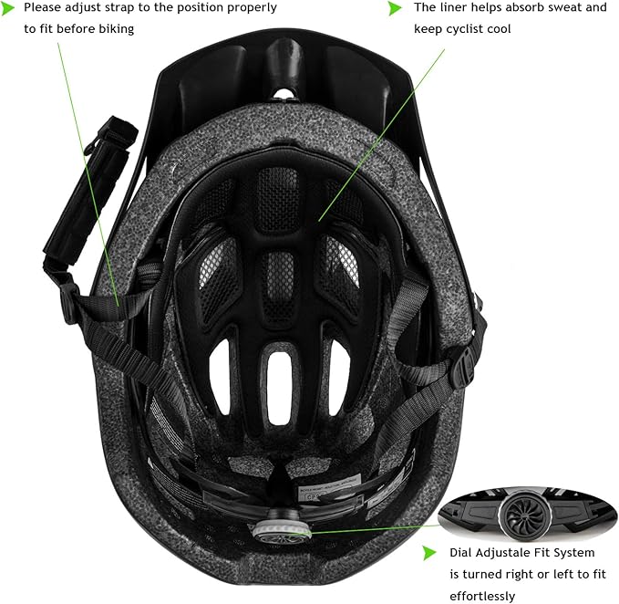 Exclusky Bike Helmet Mountain Bike Helmet for Adults Lightweight MTB Cycling Helmet for Men Women Adjustable Bicycle Helmet with Visor