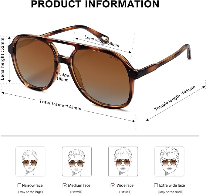 SOJOS Retro Polarized Aviator Sunglasses Womens Mens Classic 70s 80s Vintage Trendy Square Aviators SJ2174