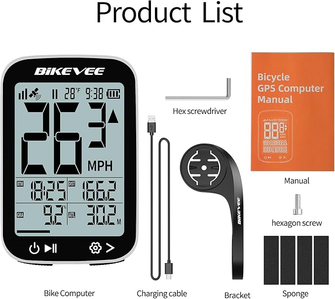 GPS Bike Computer Wireless Cycling Computer with Auto Backlight, Bicycle Speedometer Odometer, Waterproof GPS Speed Tracker for Road Mountain Bikes
