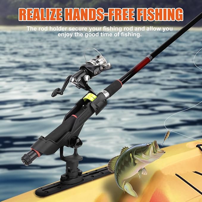 Kayak Fishing Rod Holder, Fishing Boat Rod Holder for Track Mount / Deck Mount, Fishing Rod Holders for Boat, 360 Degree Adjustable Fishing Pole Holders