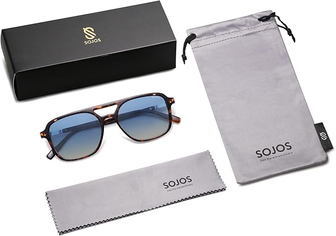 SOJOS レトロ アビエイター サングラス レディース メンズ トレンディ 長方形 レディース メンズ シェード サングラス SJ2202