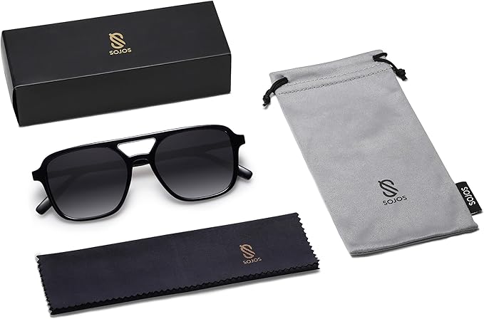 SOJOS レトロ アビエイター サングラス レディース メンズ トレンディ 長方形 レディース メンズ シェード サングラス SJ2202