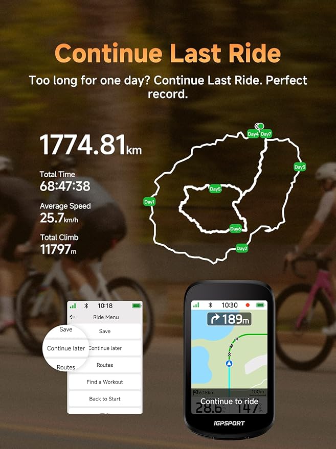 iGPSPORT BSC500 GPS Bike Computer, 3.3'' Touchscreen MAP & Voice Navigation Ebike Mode Climb Training Function