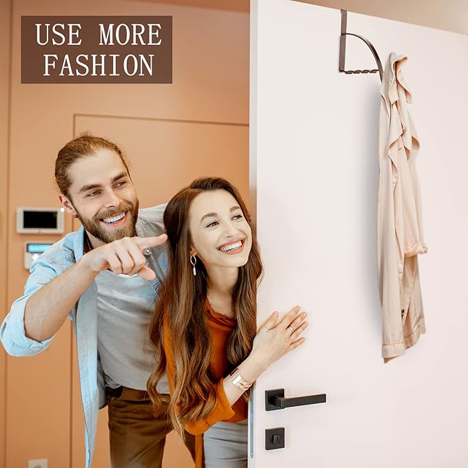 Hotop 4 Pieces Over The Door Hooks Hanger Multi Hanging Storage Organizers Valet Hooks for Coats Clothes Hoodies Hats Scarves Purses Keys Bath Towels Robes and More (Bronze)