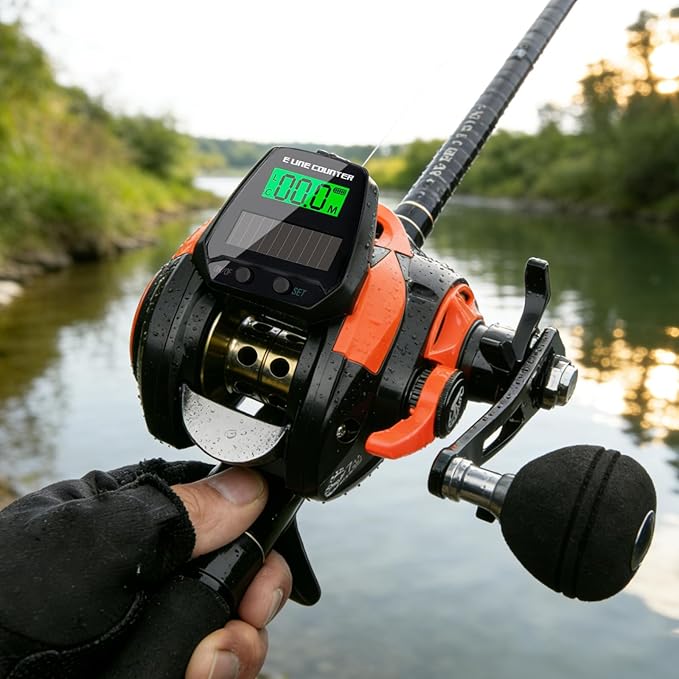 Digital Baitcasting Fishing Reel with LCD Display,8 oz Ultralight Electric Baitcaster Reel, 22-35 Lb Max Drag,6.3:1/7.2:1 Gear Ratio,Left/Right Handed,Compact Design for Freshwater & Saltwater