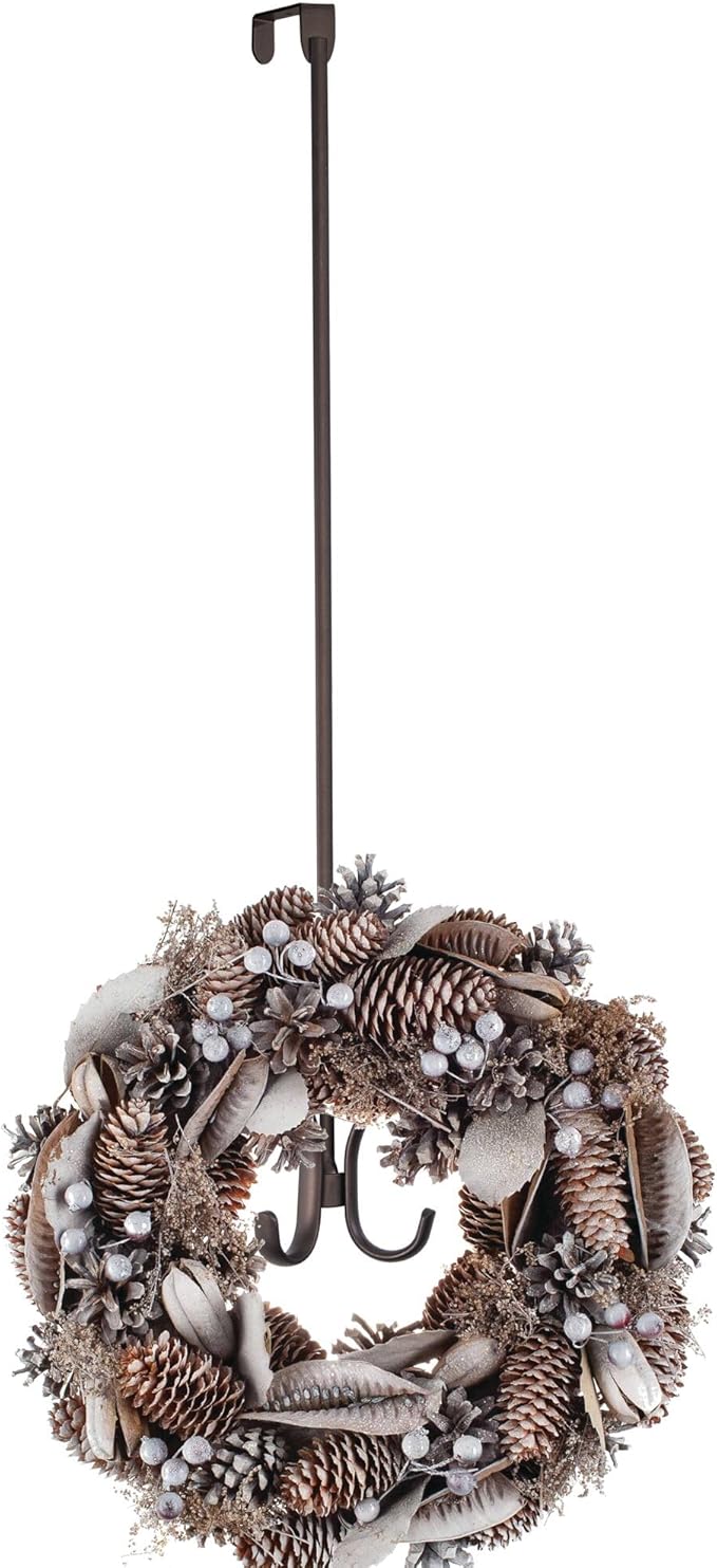 InterDesign Axis Easy Reach 24" Quad Hook, Over the Door Towel Holder or Coat Rack for Bathroom, Bedroom, Office Closet Storage, 4.7" x 3.8" x 24", Bronze