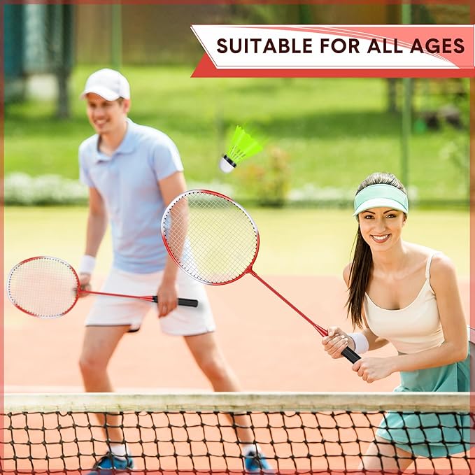 12 Pack Badminton Rackets Set Including Badminton Racquets, Nylon Shuttlecocks and Carry Bag for Outdoor Backyard Games Beginners