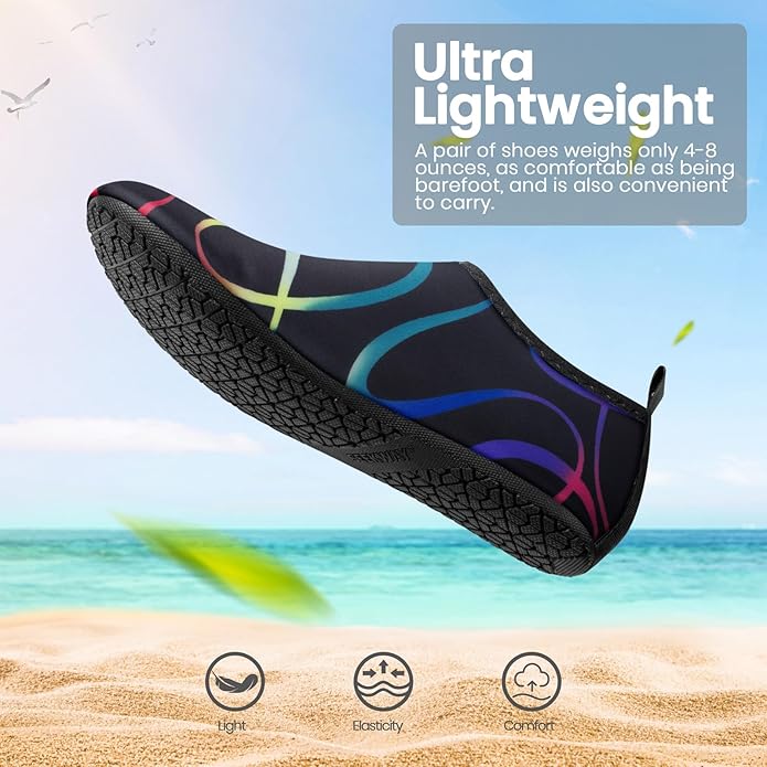 SEEKWAY Water Shoes Women Men Adult Quick-Dry Aqua Socks Barefoot Non Slip for Beach Swim River Pool Lake surf Black SK002(U)