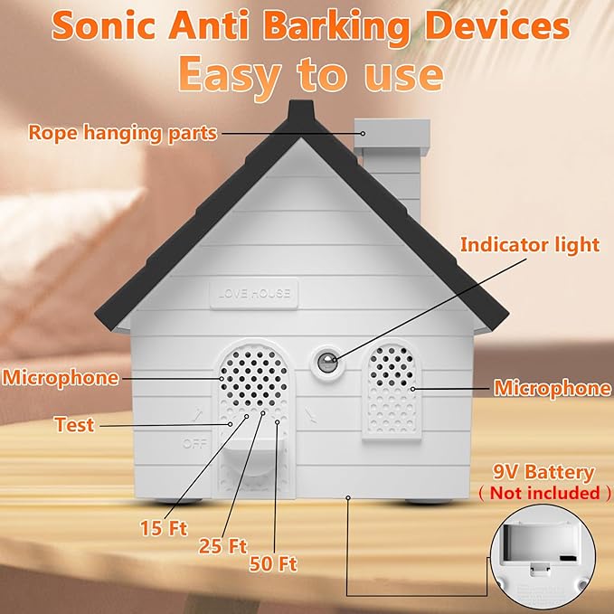 Anti Barking Device for Dogs, Bark Box, 3 Modes Dog Barking Deterrent Devices, Anti Bark Device for Dogs, Weatherproof 50 Ft Barking Dog Silencer, A Safe and Effective Anti Barking Device