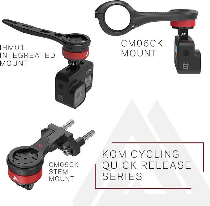 KOM Cycling Quick Release Stem Mount for Wahoo and Garmin Bike Computers (Edge 1040, Elemnt Roam, Elemnt Bolt v2) 1040 Bike Mount Compatible with GoPro Accessories
