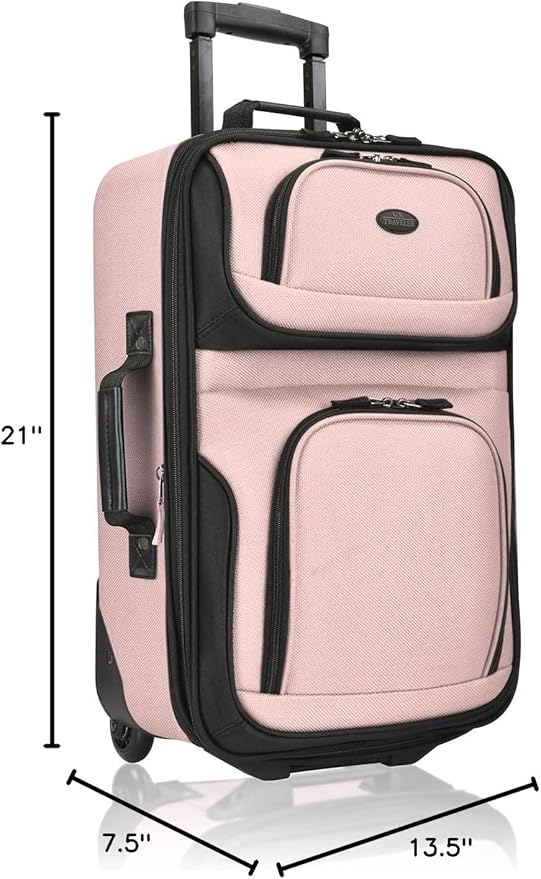 U.S. Traveler Rio 軽量ソフトサイド ローリング機内持ち込みスーツケース、2輪シングル、ピンク