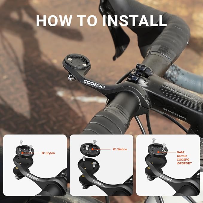 CooSpo Bike Computer Mount, Out Front Cycling Computer Extended Mount, Compatible with Garmin, Wahoo, Bryton, Bike Computer