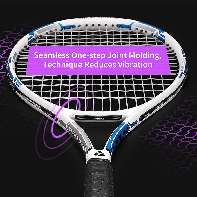 PRO-500 Adult Tennis Rackets, 2-Pack Pre-Strung Racquets for Beginners & Intermediate with Carry Bag & 2 Balls, 105 Sq Inch Oversized Head for Women & Men, Arm Friendly Vibration Control