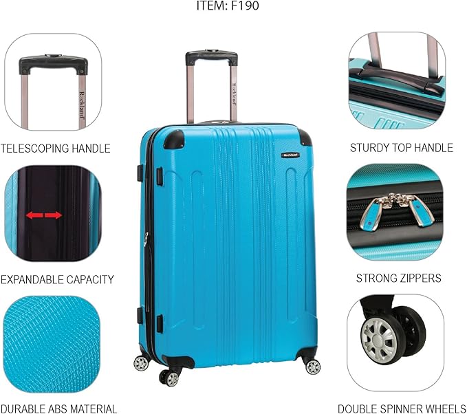 Rockland London Hardside Spinner Wheel Luggage, Yellow, 3-Piece Set (20/24/28)