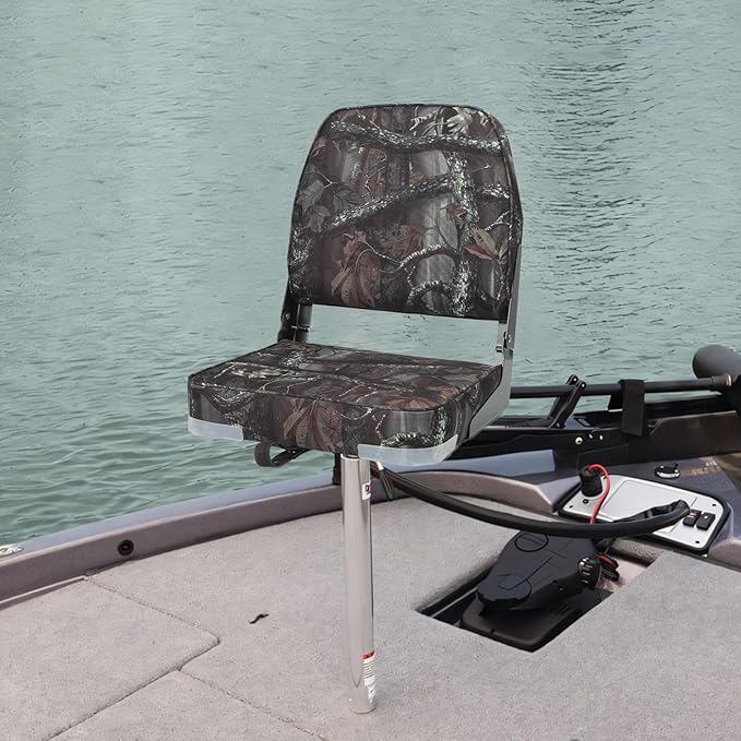 ERGOSEAT Folding Boat Seats Padded Camo Fishing Boat Chair with Backrest Marine Bass Jon Boat Seat