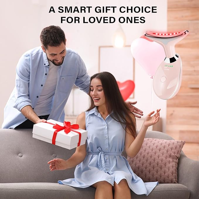 美顔器、赤色光美顔器、首用マッサージャー、スキンケア用、ポータブル、ピンク